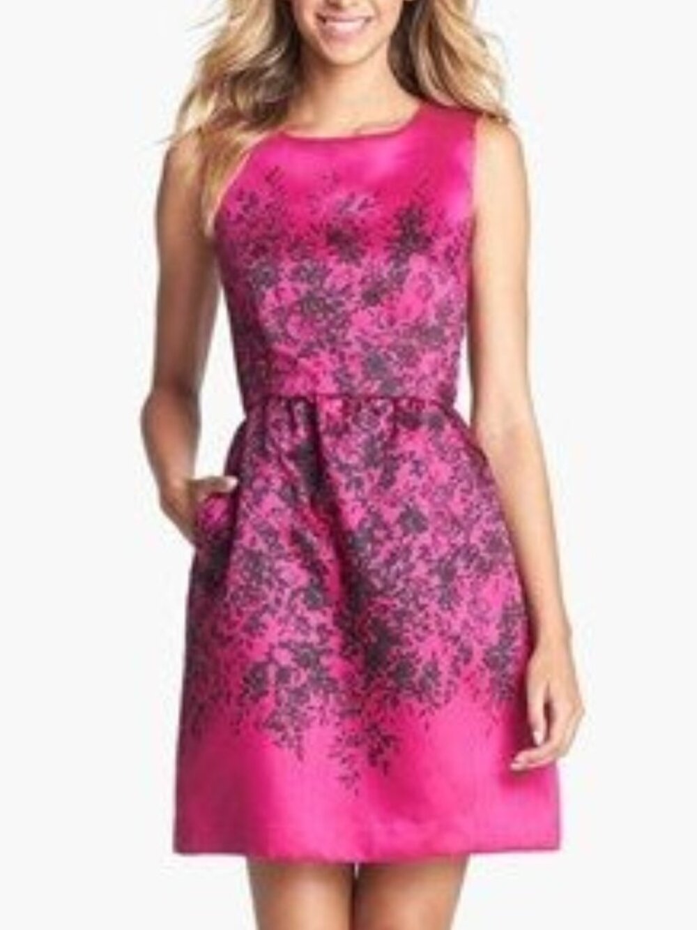 Taylor Magenta Fit and Flare Dress, US6